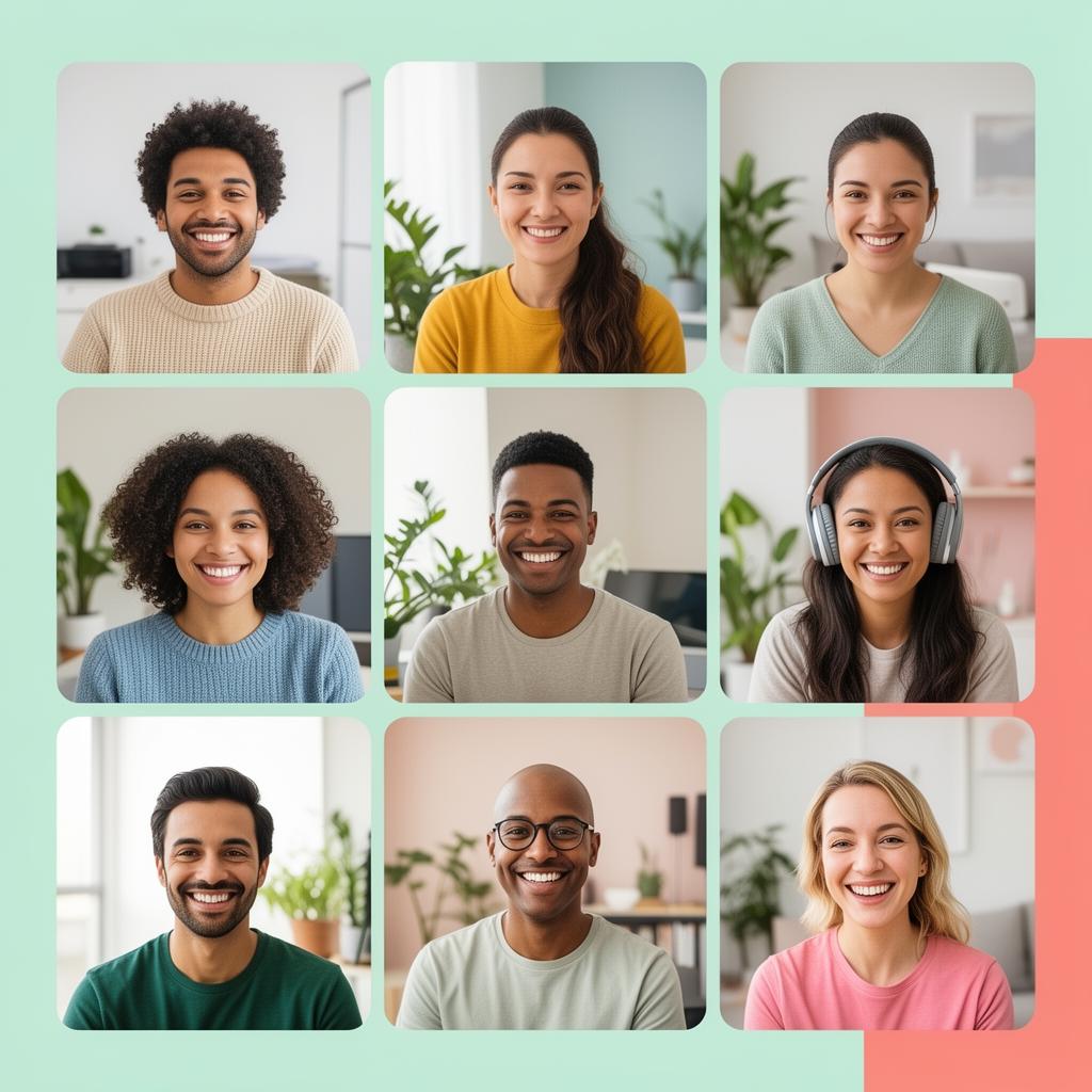 A diverse cohort of tech professionals on a video call